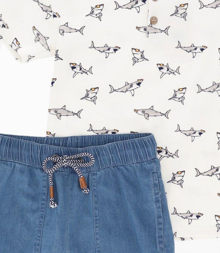 Conjunto niño con tiburones crudo 4 Kids-3