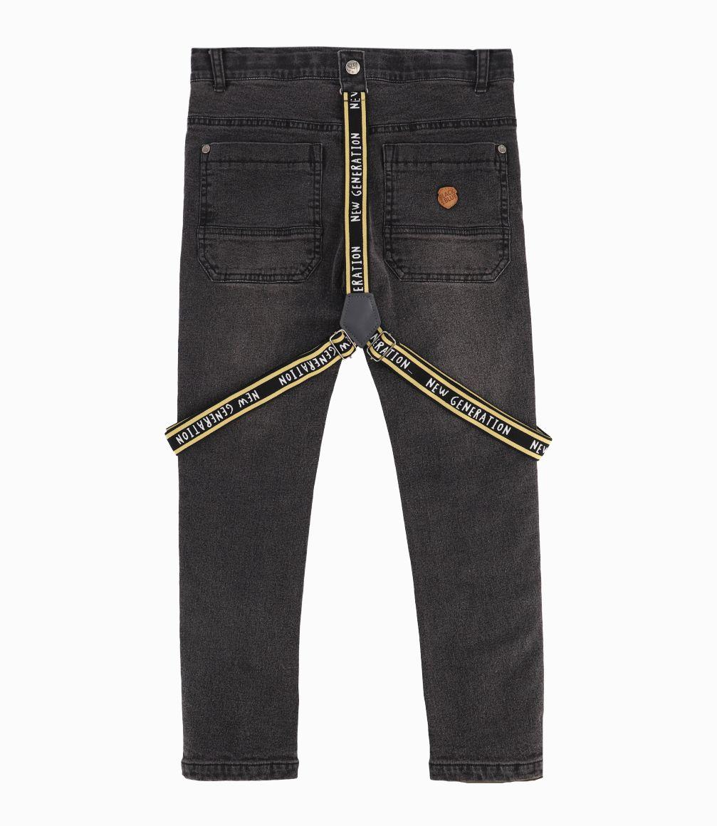 Jeans Niño Con Suspensores Black And Blue Denim Gris-1