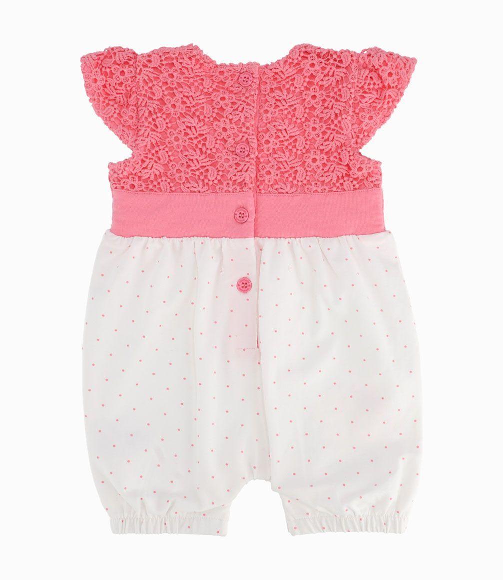 Enterito Con Macramé y Puntos Recién Nacida Coral Limonada-2