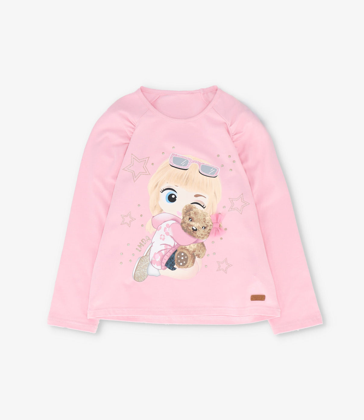 Polera manga larga niña con estampado rosado Limonada-0