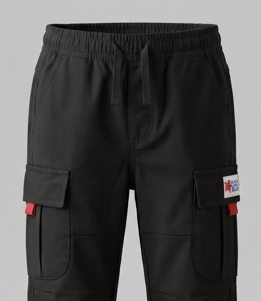 Pantalón niño cargo B11121270214 negro Black and blue-2