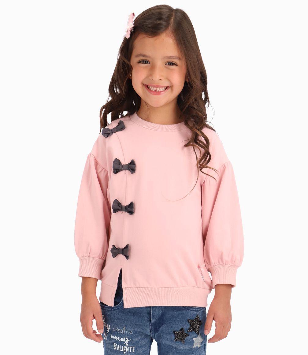 Polera Four Bows Niña Palo Rosa Limonada-0