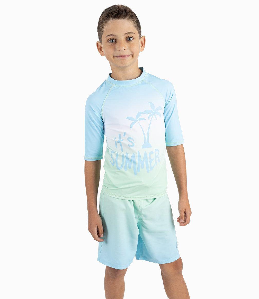 Traje De Baño Niño Degradé Turquesa-4
