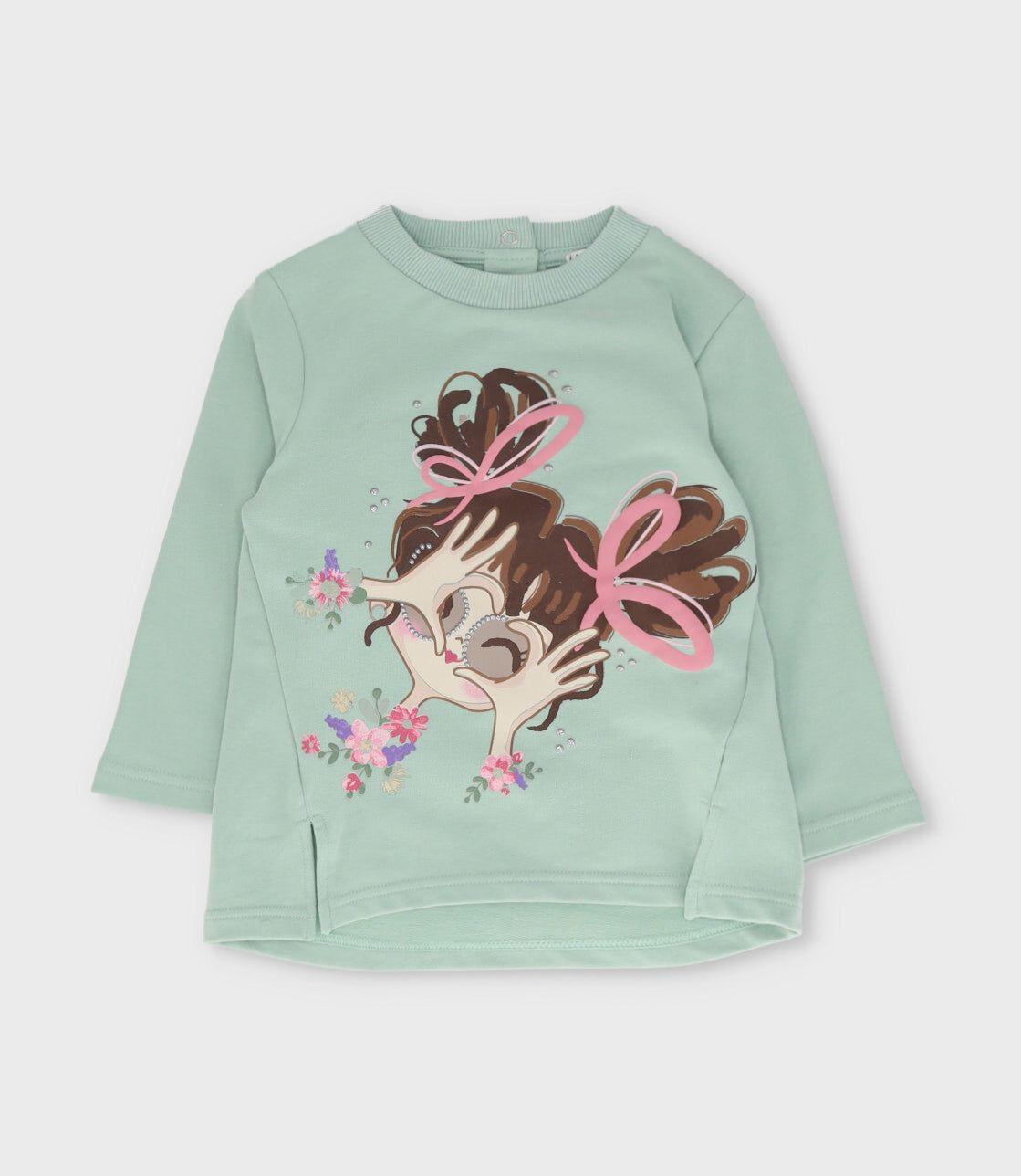Conjunto bebé con estampado y flores verde Limonada-1