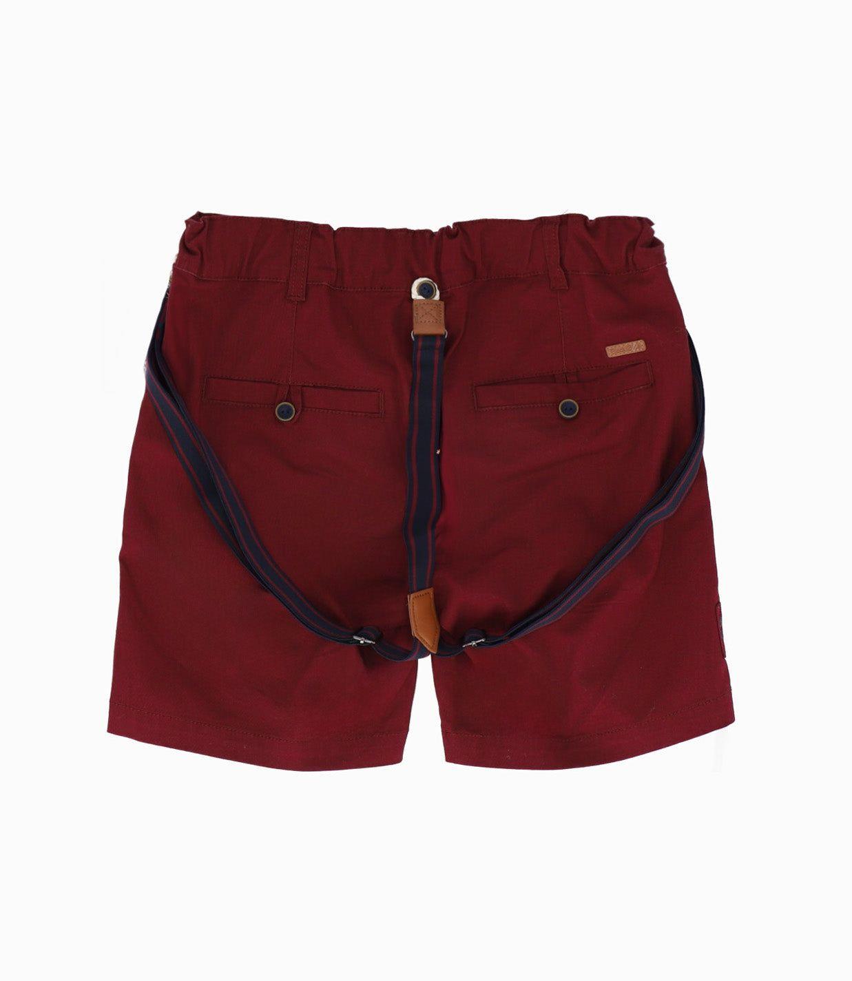 Bermuda niño con suspensores burdeo Black and Blue-1