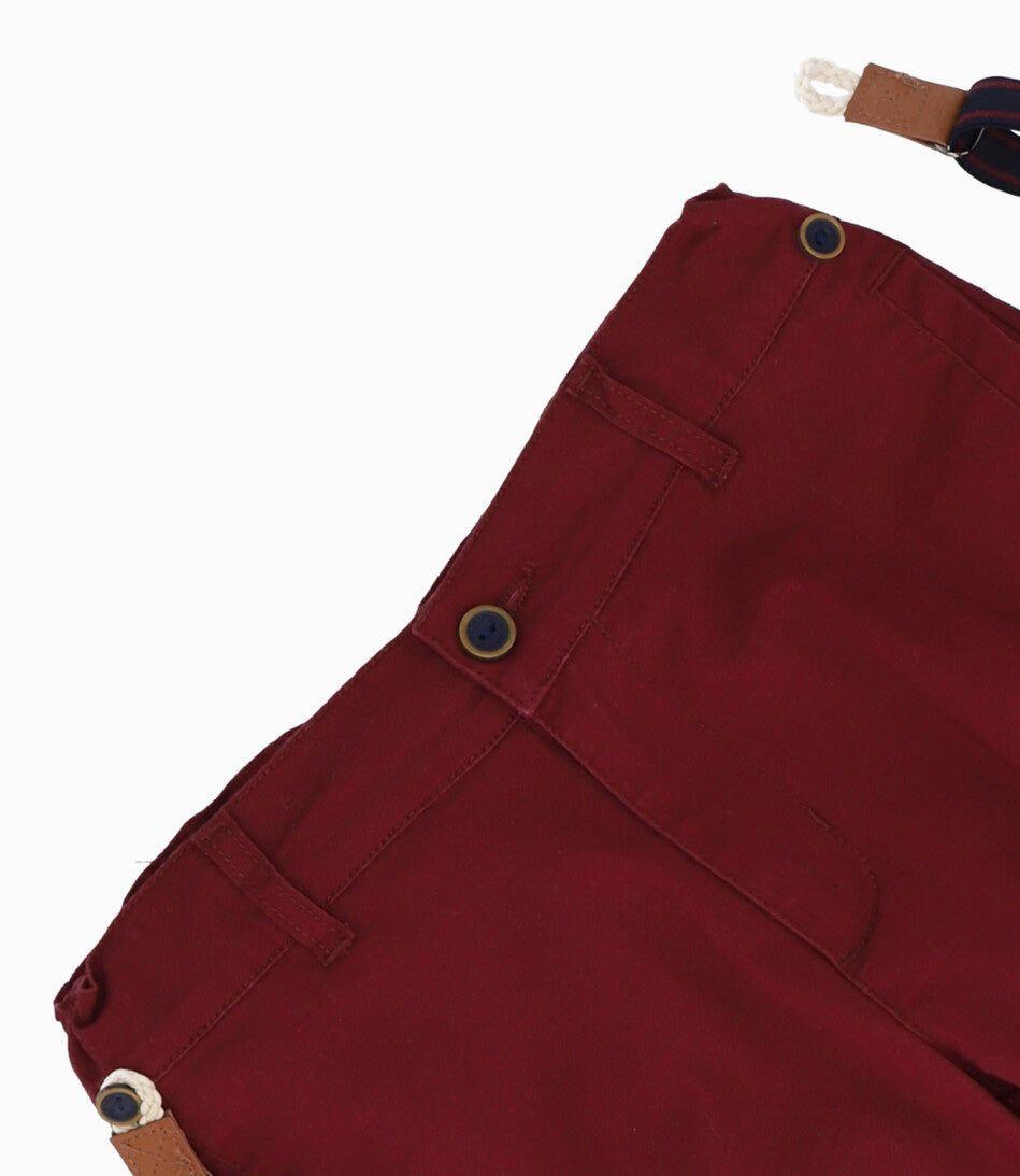 Bermuda niño con suspensores burdeo Black and Blue-2