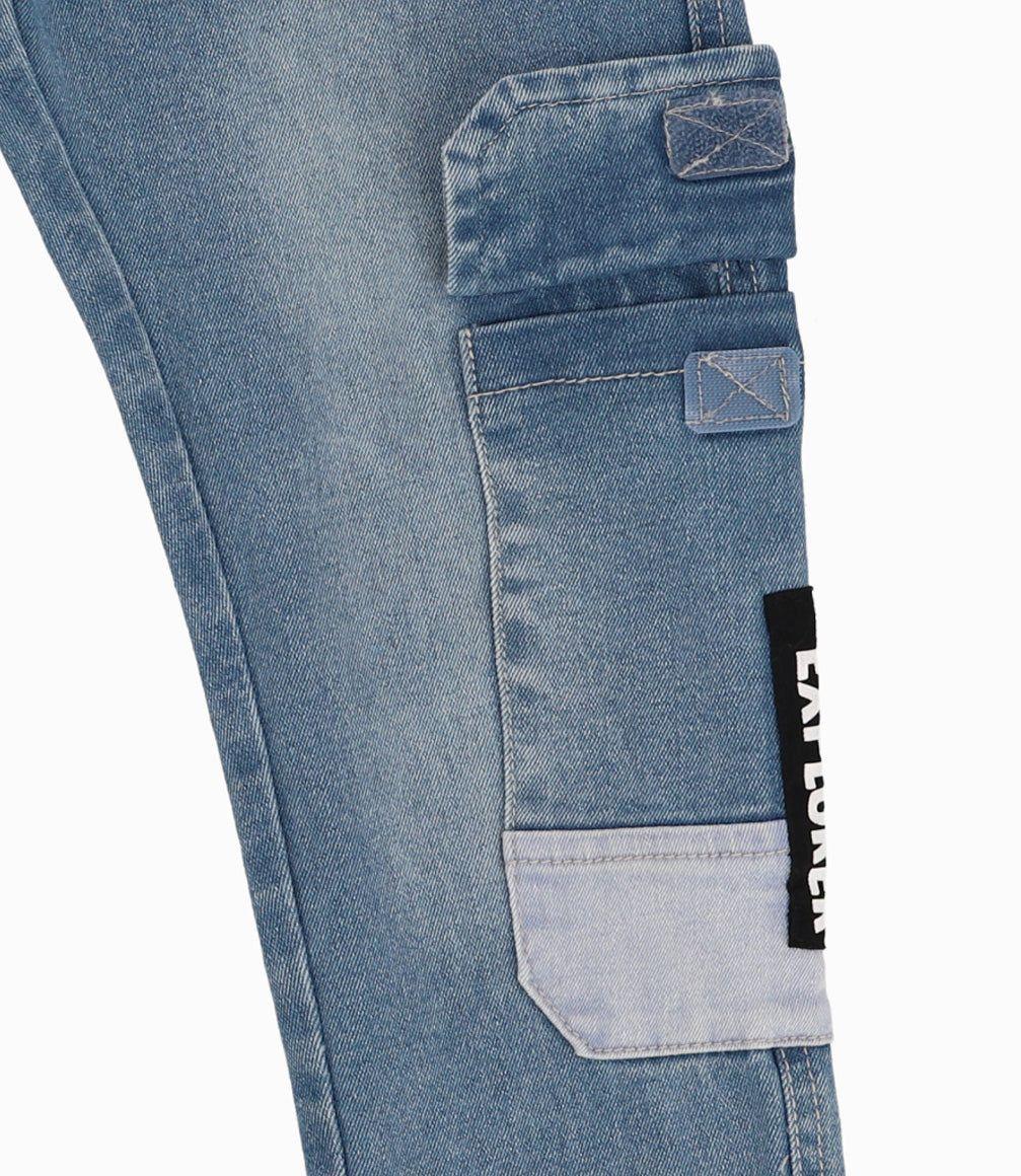 Jeans Niño Con Bolsillos Cargo Denim Celeste-4