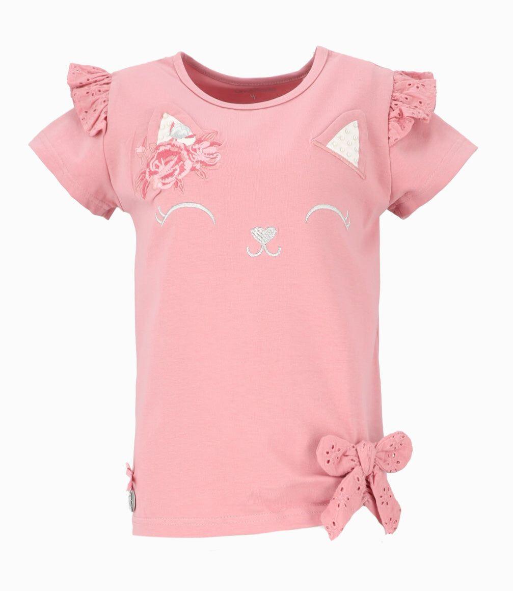 Polera manga corta niña con nudo palo rosa Limonada-0