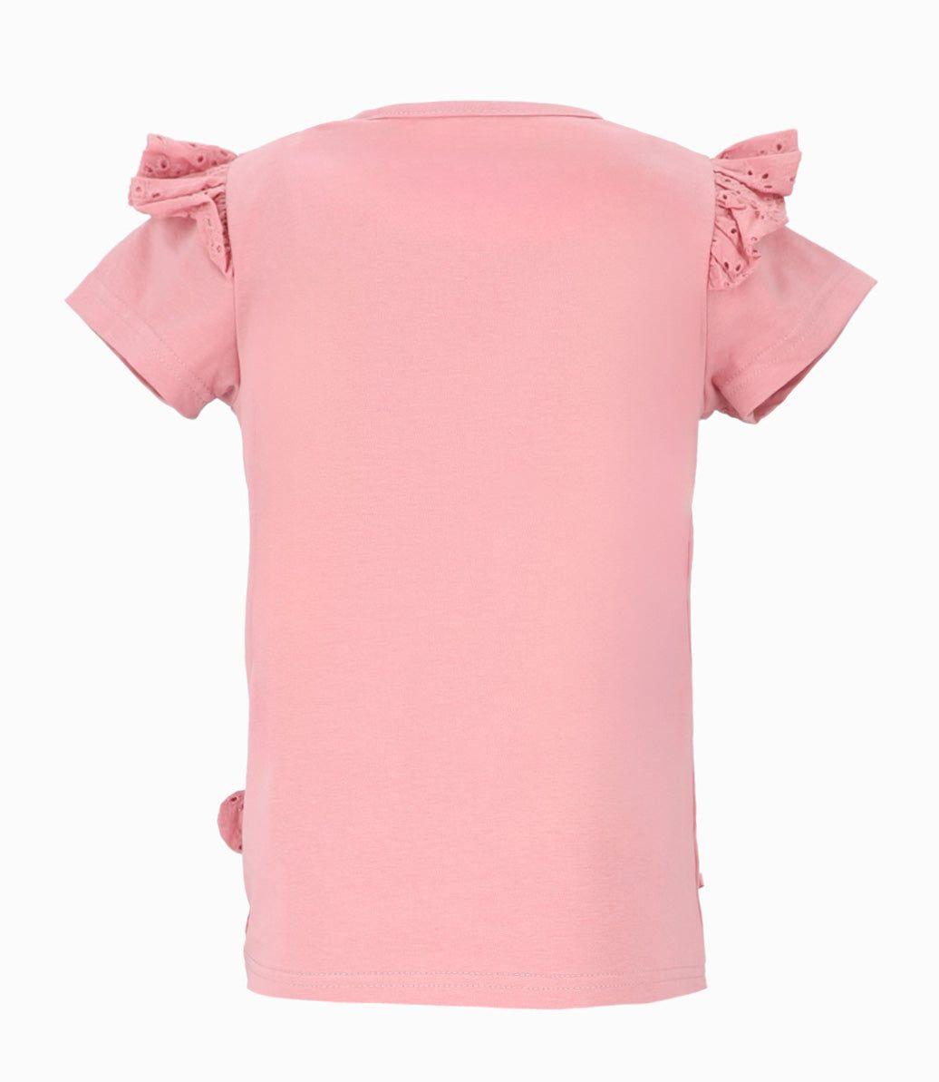 Polera manga corta niña con nudo palo rosa Limonada-1