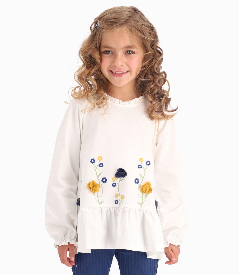 Polera Con Macramé En Hombros Niña Algodón Crudo Limonada-0