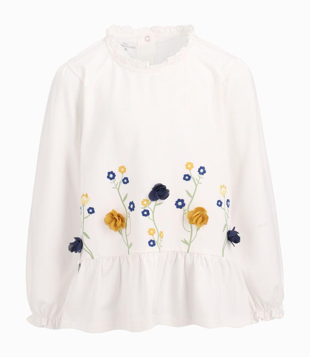 Polera Con Macramé En Hombros Niña Algodón Crudo Limonada-1