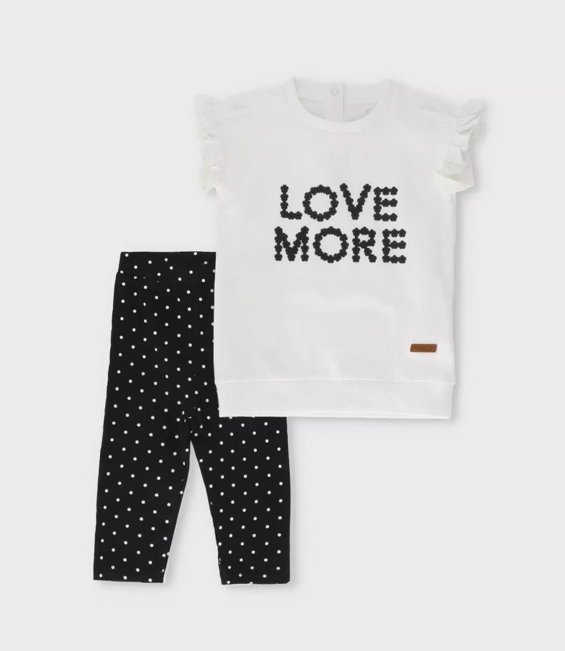 Conjunto bebé puntos y flores negro Limonada-1