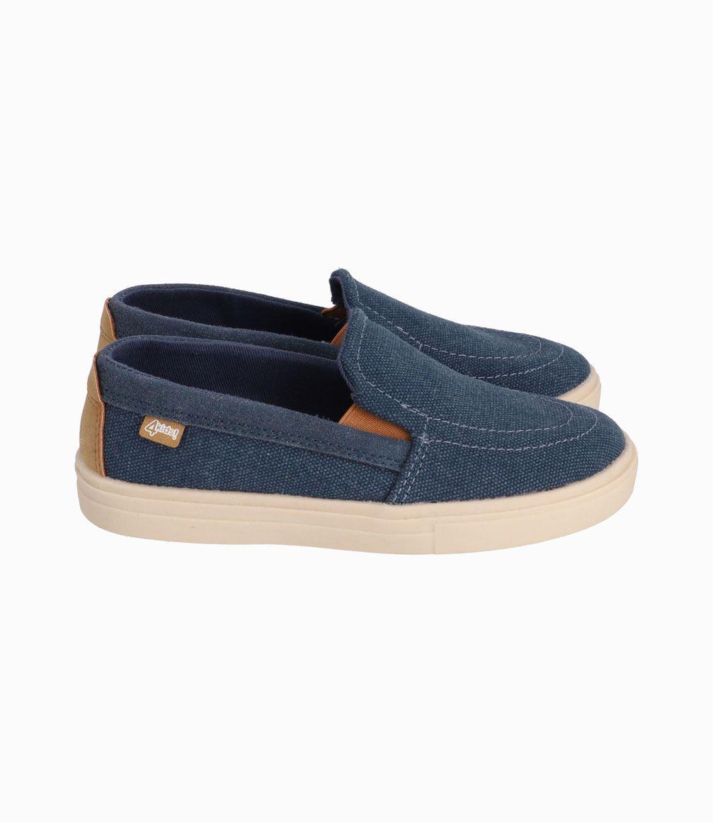 Alpargata Con Detalles Verdes Niño Azul Piedra 4 Kids-1