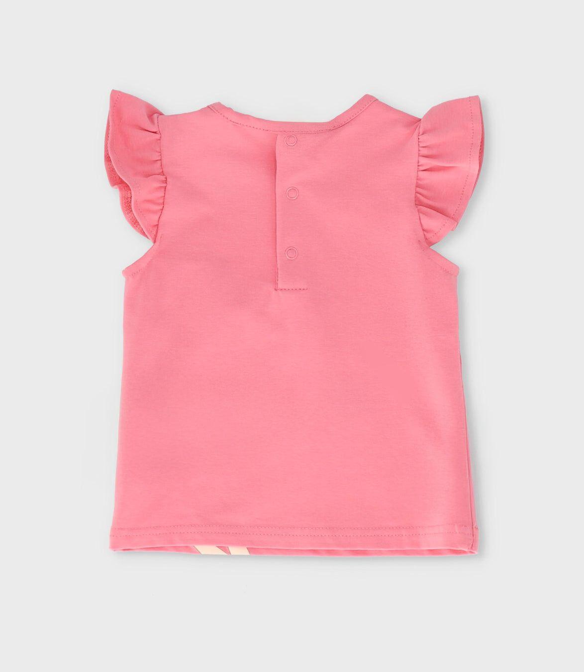 Polera manga corta bebé con lazo coral Limonada-1