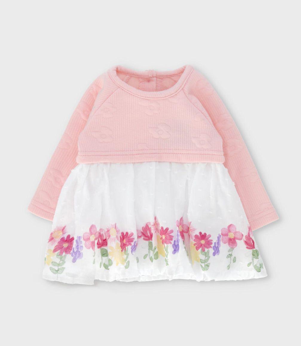 Vestido recién nacida tejido con flores rosado Limonada-0
