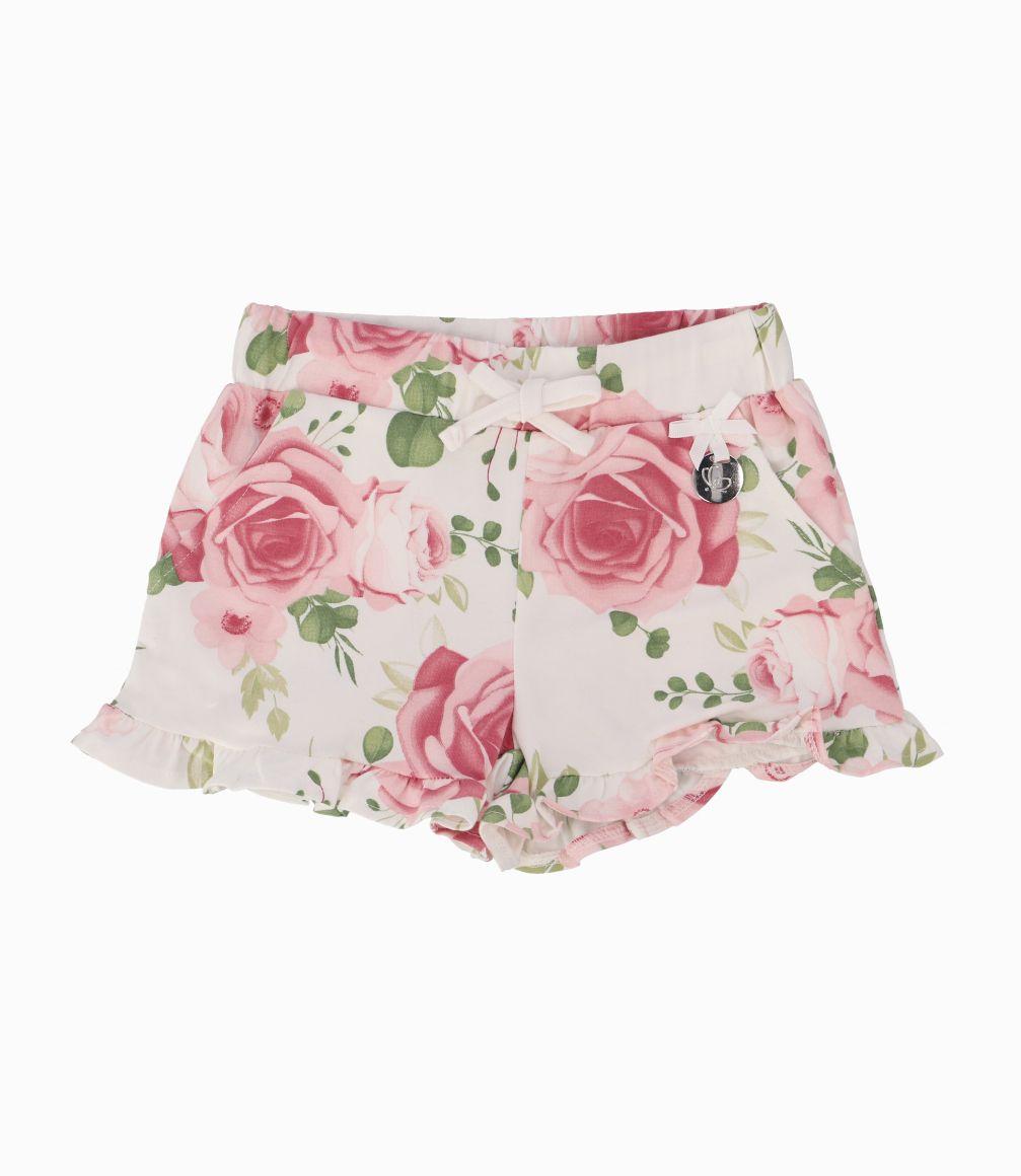 Short Niña Con Flores Limonada Palo Rosa-0