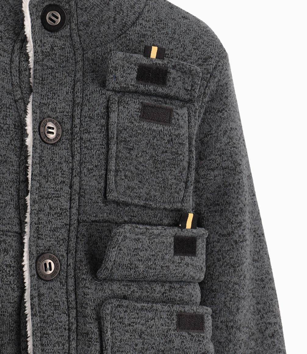 Abrigo Niño Polar Con Bolsillos Black And Blue Marengo-2