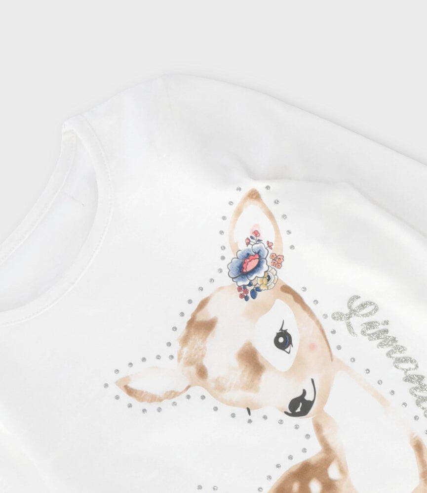 Polera manga larga niña con ciervo crudo Limonada-3