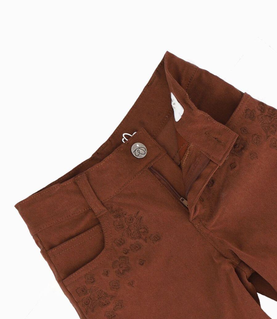 Pantalón niña de cotelé café Limonada-3