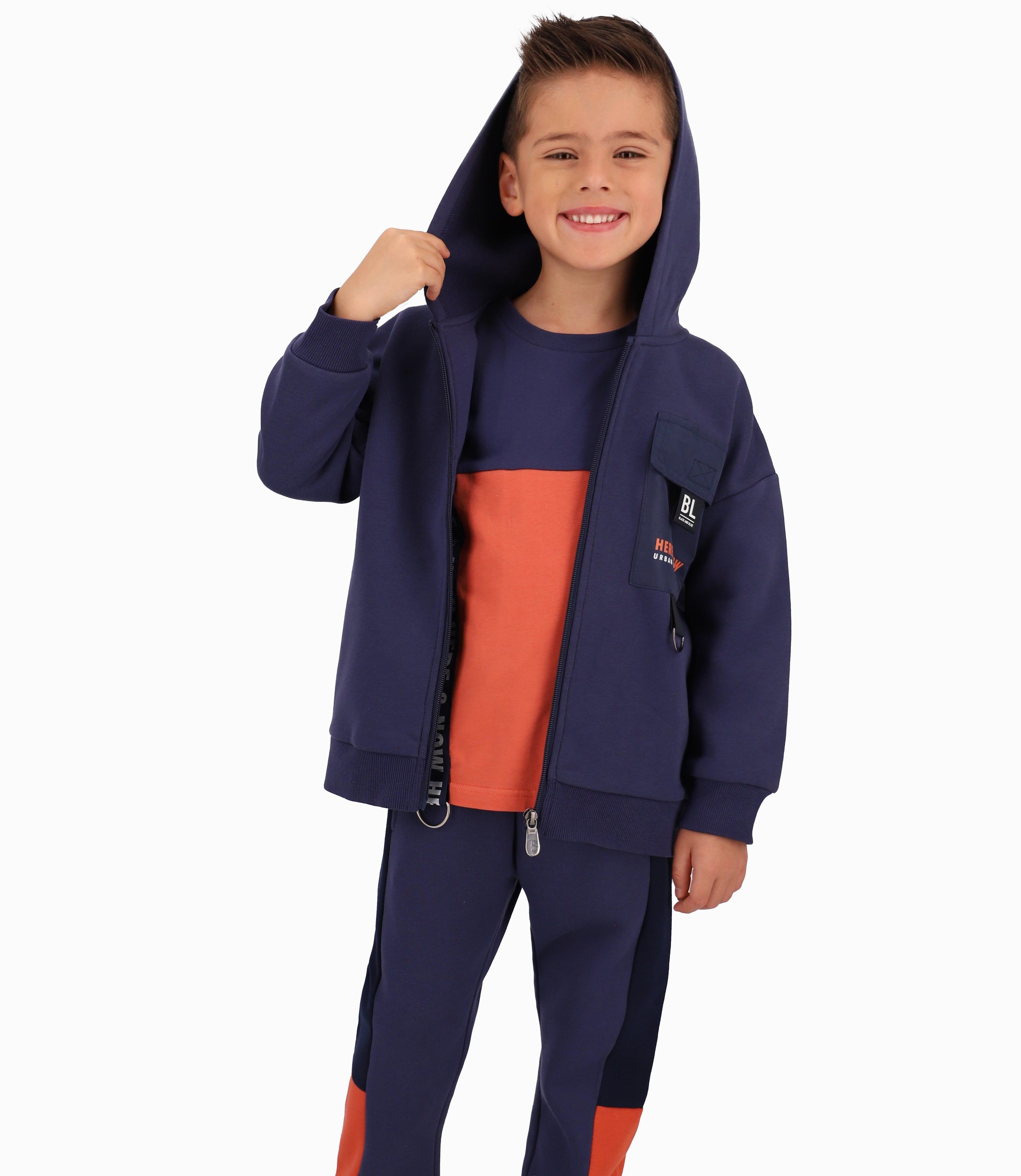 Conjunto Buzo Niño Casual Black And Blue Azul Piedra-3