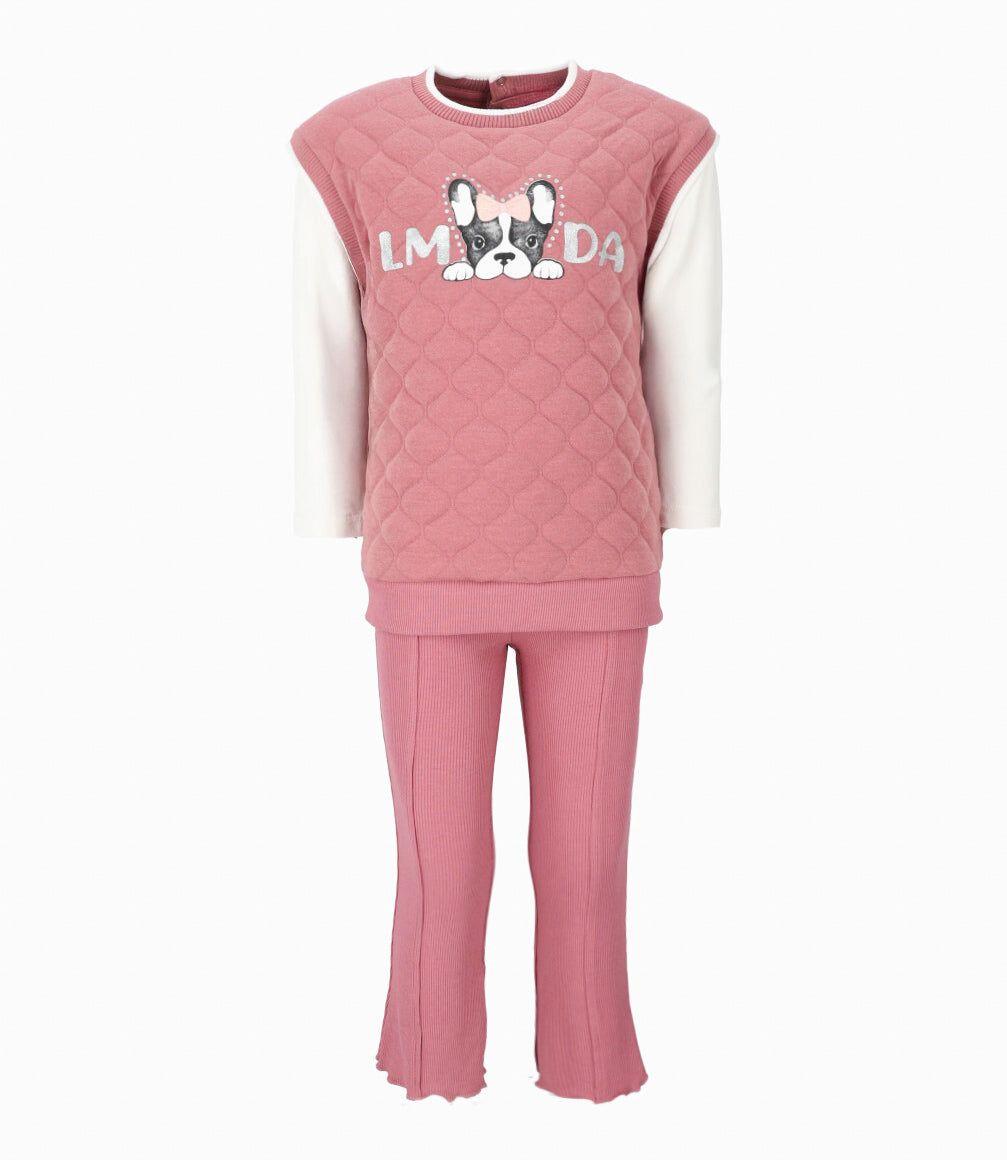 Conjunto niña con perrito coral Limonada-0