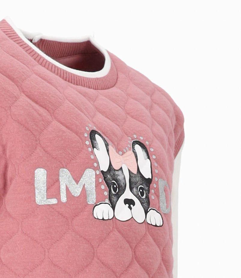 Conjunto niña con perrito coral Limonada-2