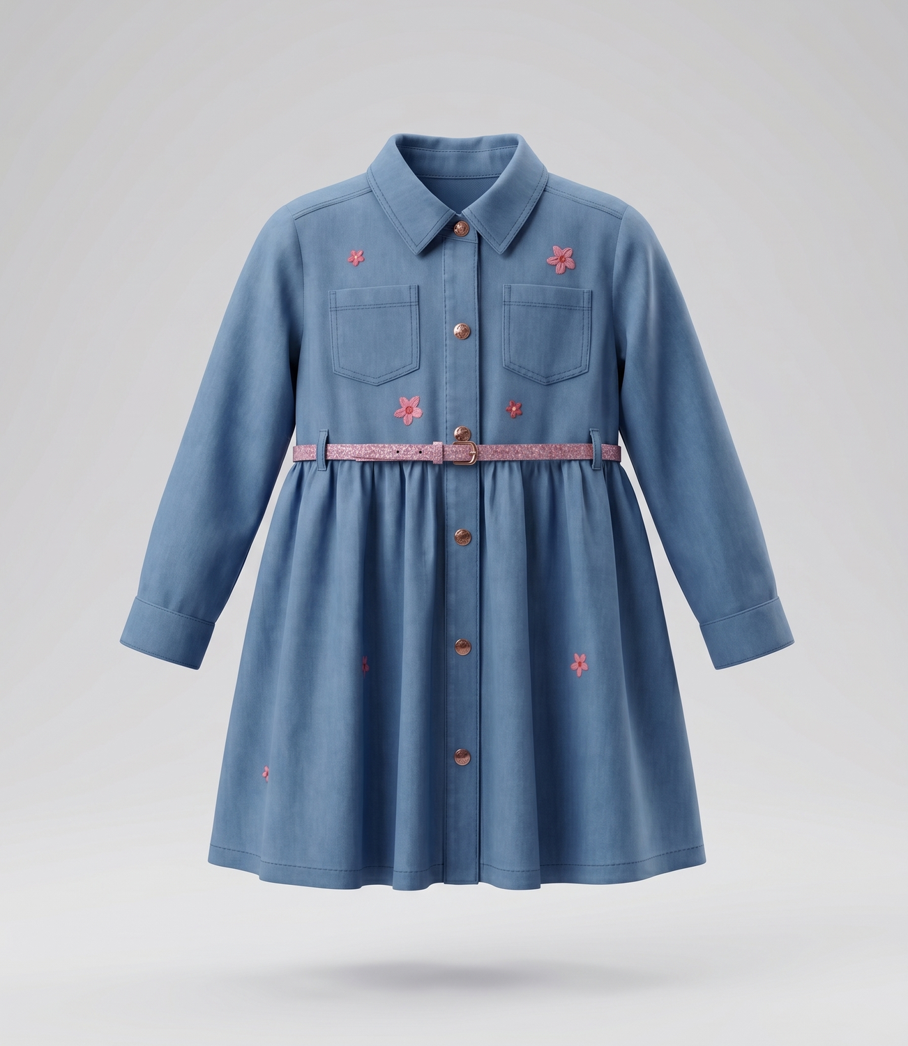 Vestido niña  F11131270174 denim celeste 4 Kids-1