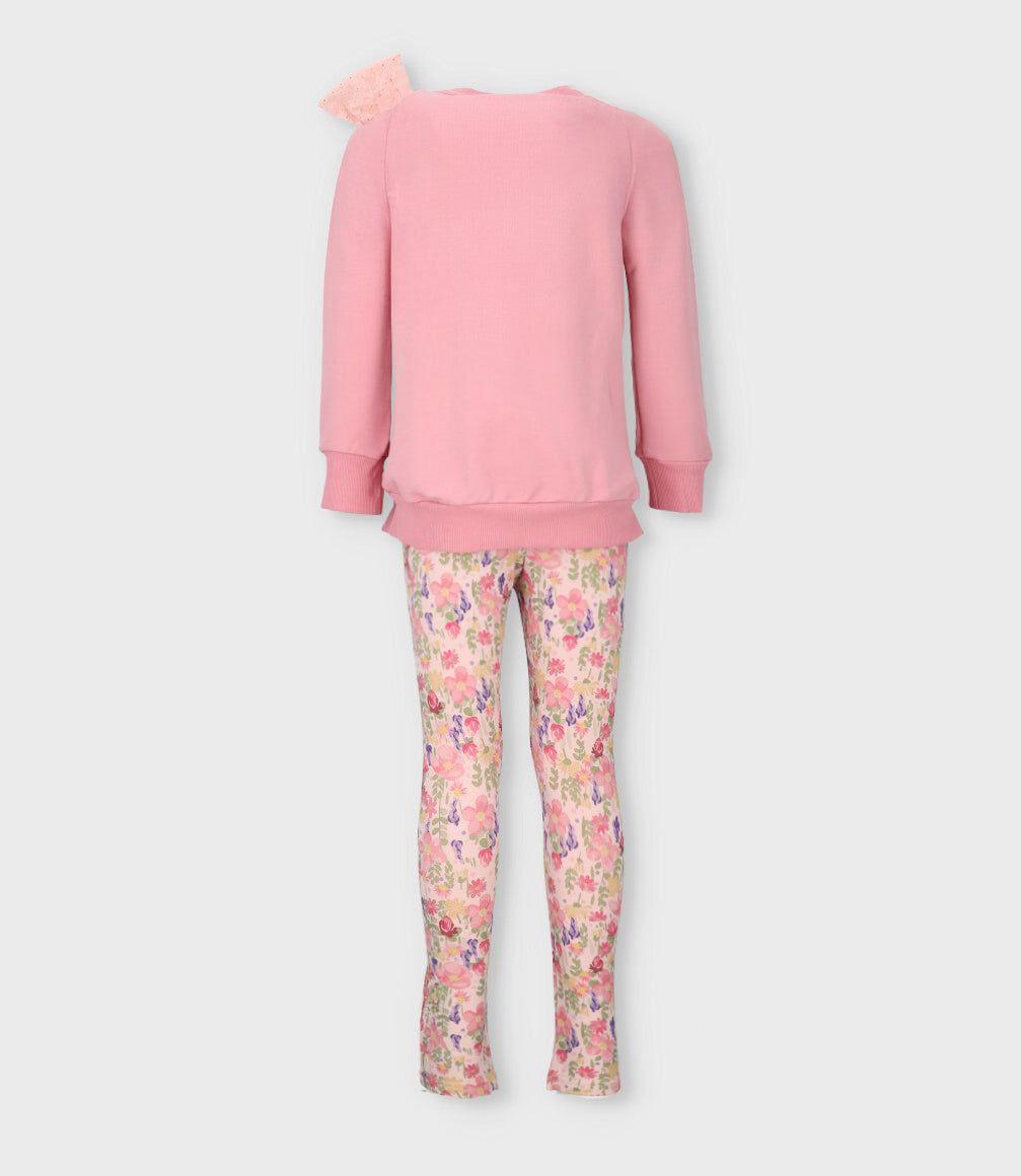 Conjunto niña floreado chicle Limonada-1