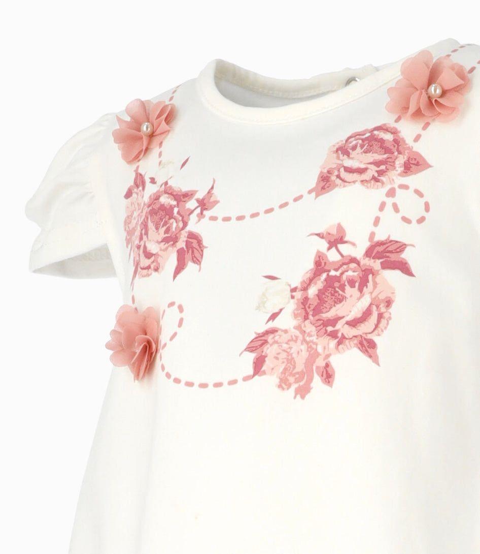 Polera manga corta bebé con flores palo rosa Limonada-2