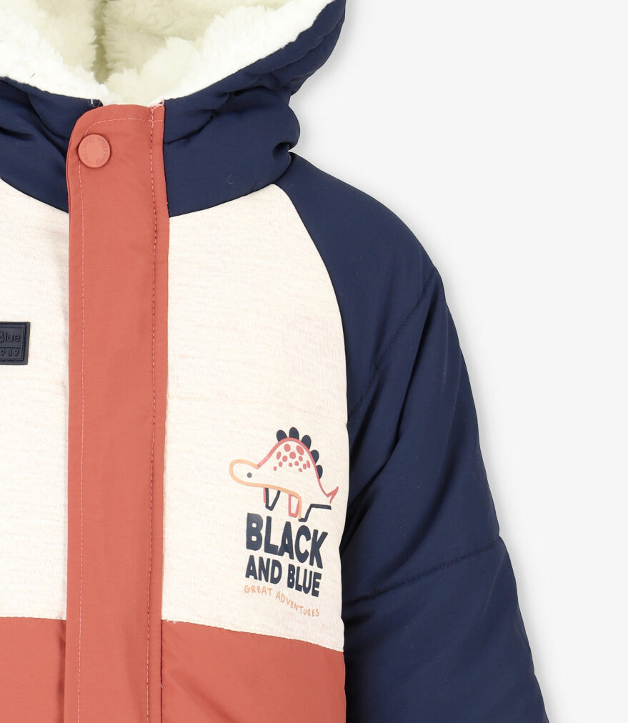 Parka bebé repelente al agua azul marino Black and blue-3