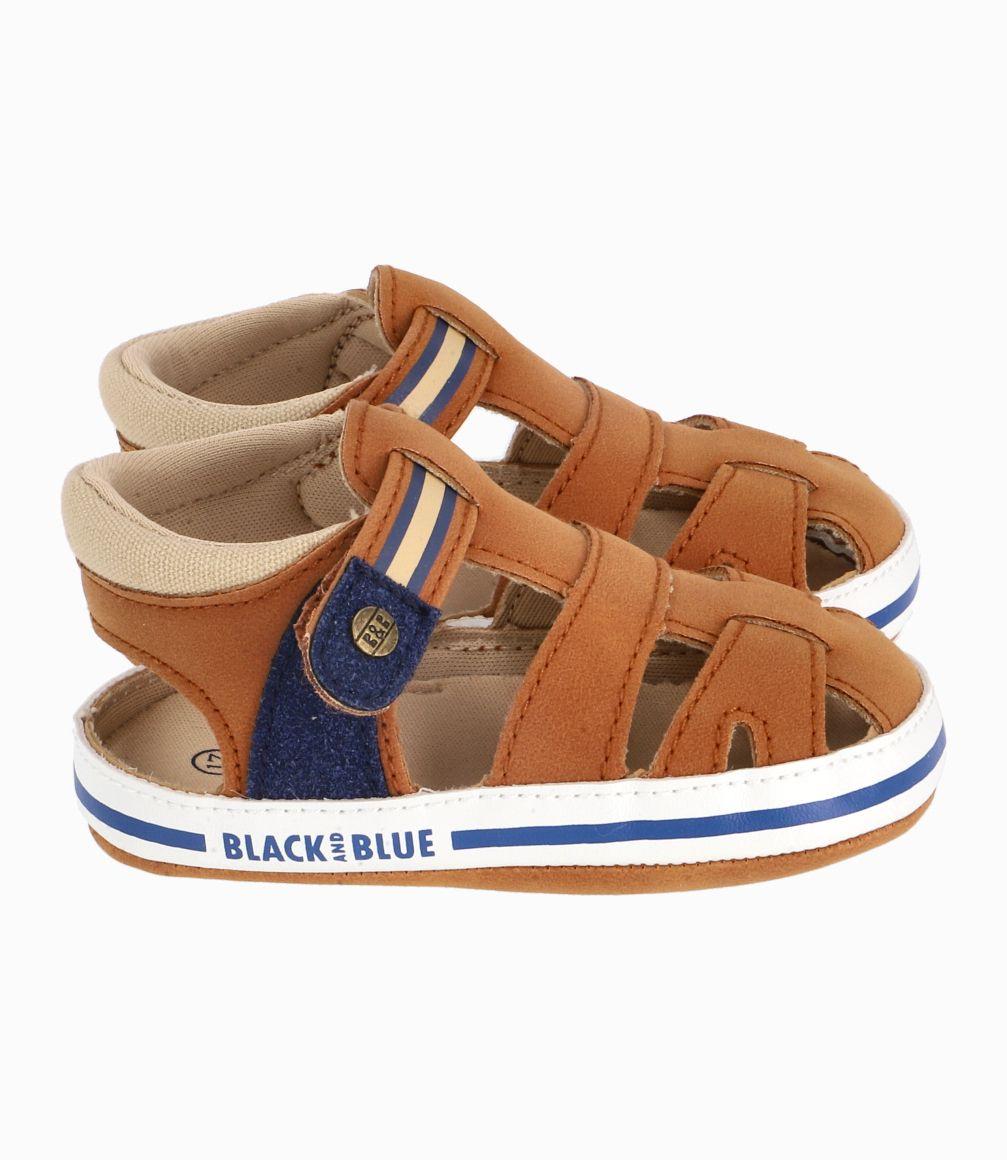 Alpargata Con Parche De León Recién Nacido Denim Azul Black and Blue-1