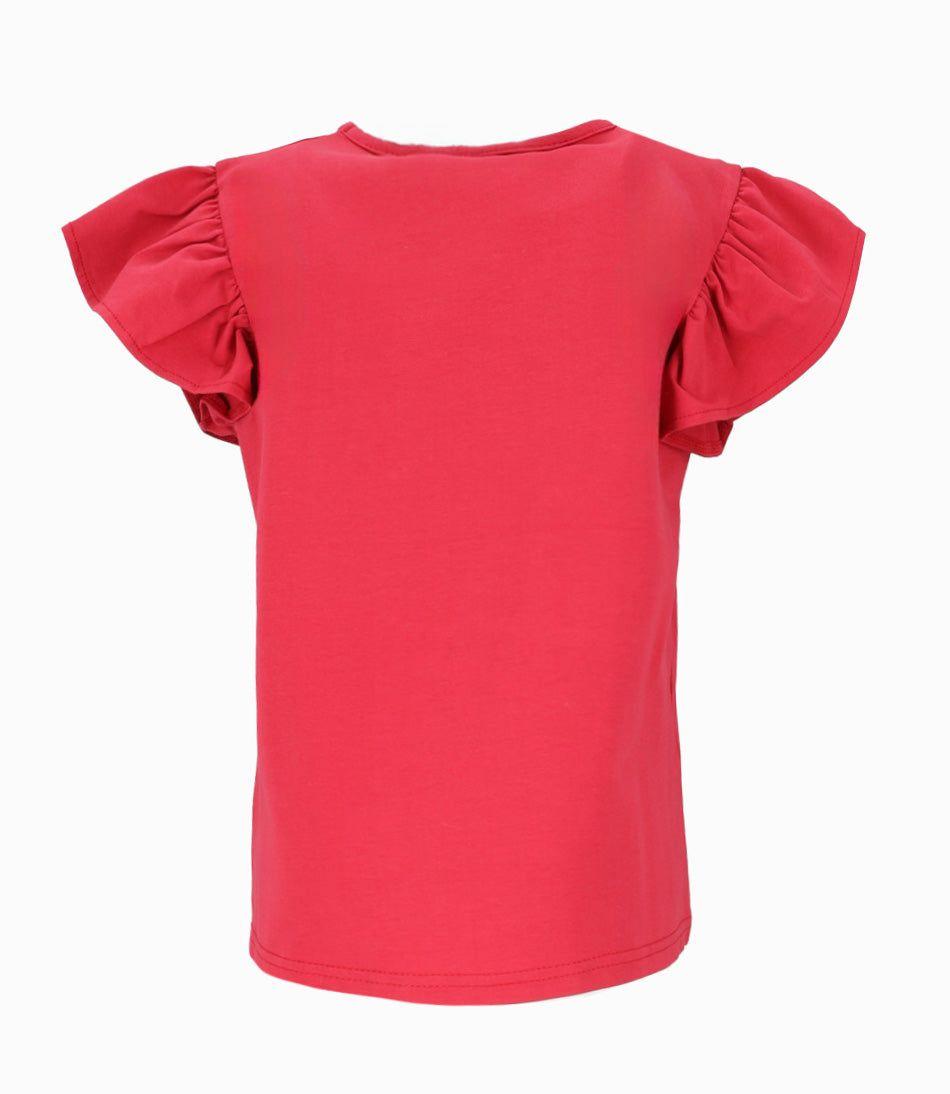 Polera manga corta niña con vuelo rojo Limonada-1