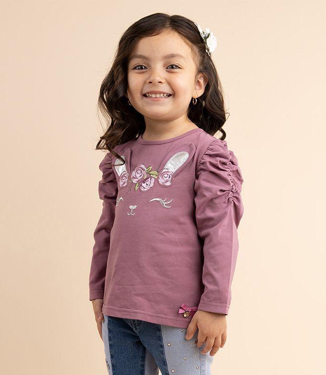 Polera Bebé Niña Con Conejito Limonada Uva-1