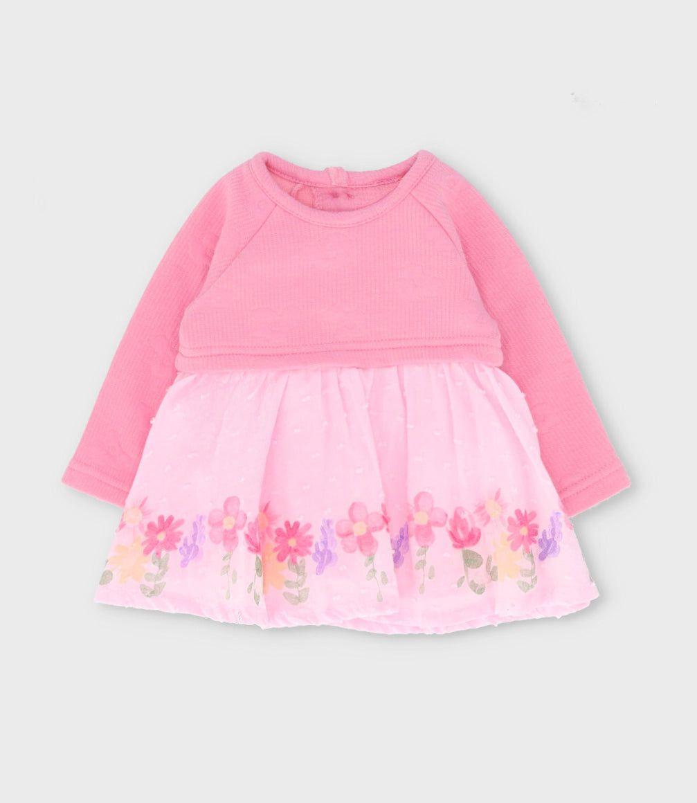 Vestido recién nacida tejido con flores chicle Limonada-0