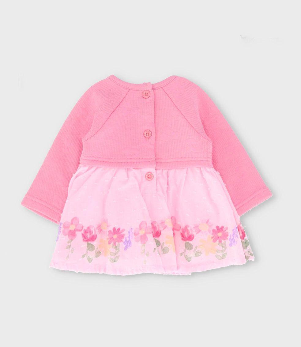 Vestido recién nacida tejido con flores chicle Limonada-1