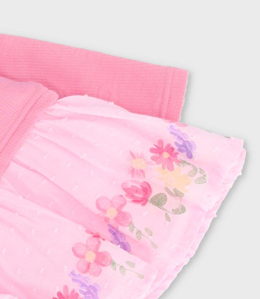 Vestido recién nacida tejido con flores chicle Limonada-2