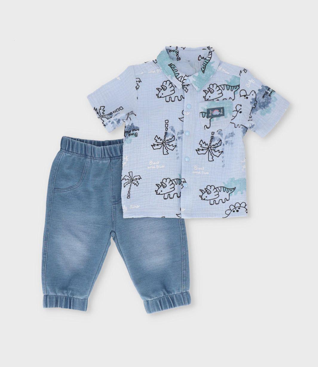 Conjunto recién nacido con camisa celeste Black and Blue-0
