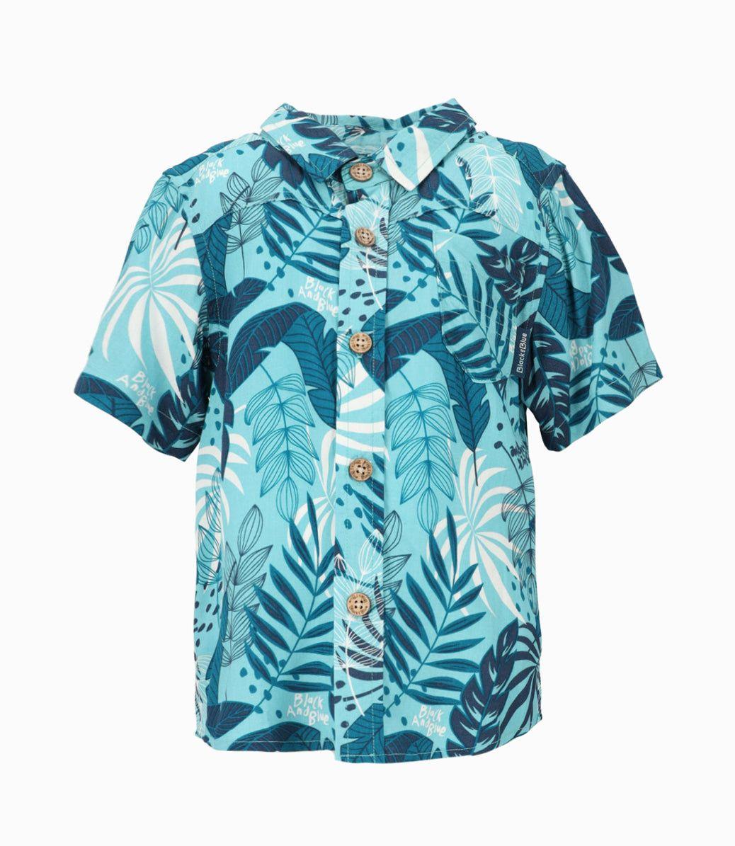 Camisa manga corta bebé con hojas menta Black and Blue-1