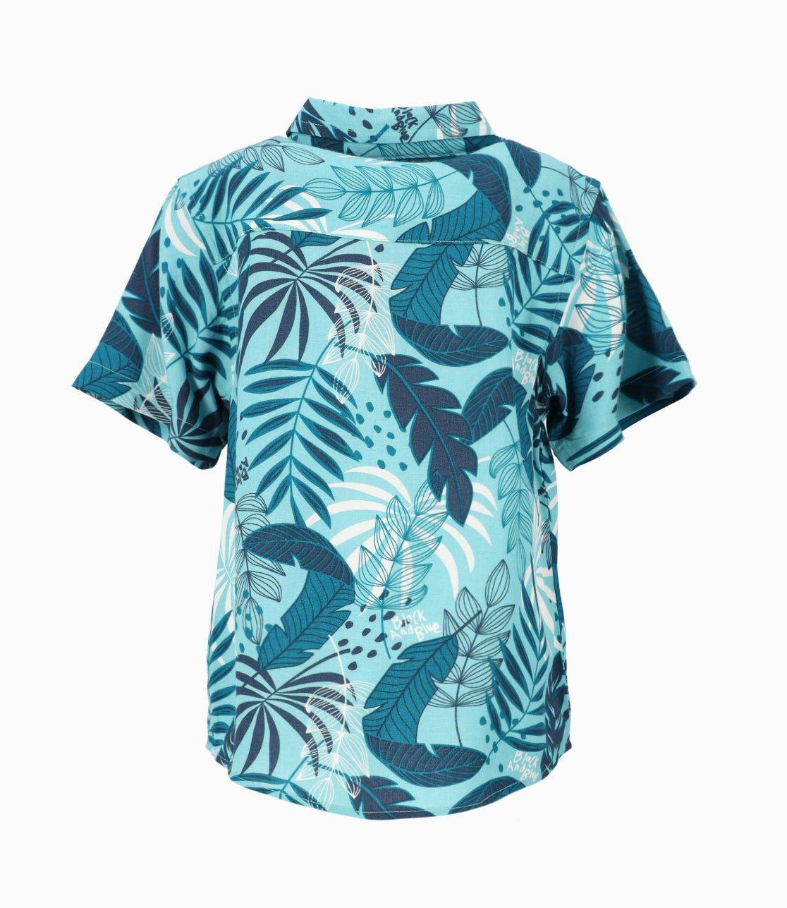Camisa manga corta bebé con hojas menta Black and Blue-2