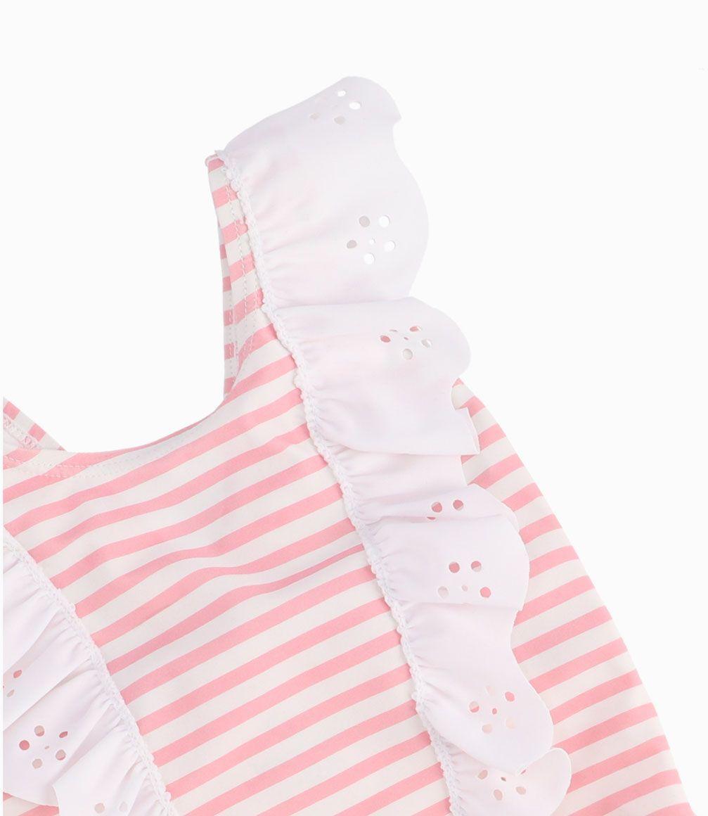 Traje De Baño A Rayas Bebé Niña Rosado Limonada-2