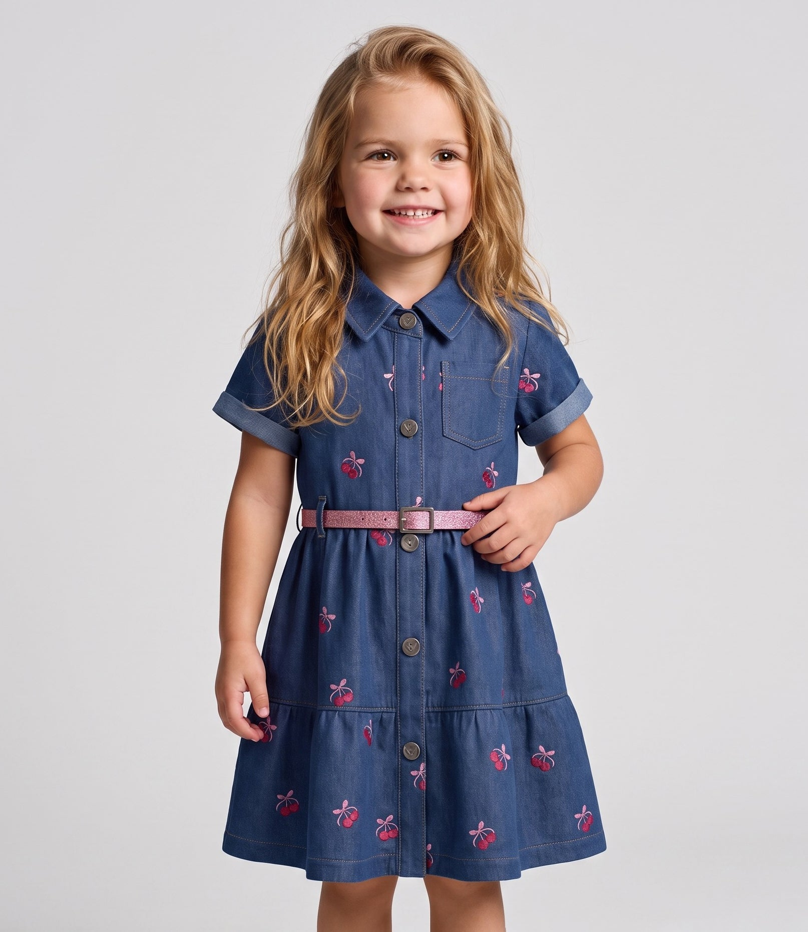 Vestido manga corta bebé cherry L12131270709 denim  Limonada-0