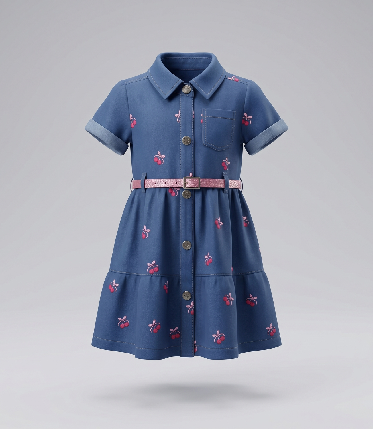 Vestido manga corta bebé cherry L12131270709 denim  Limonada-1