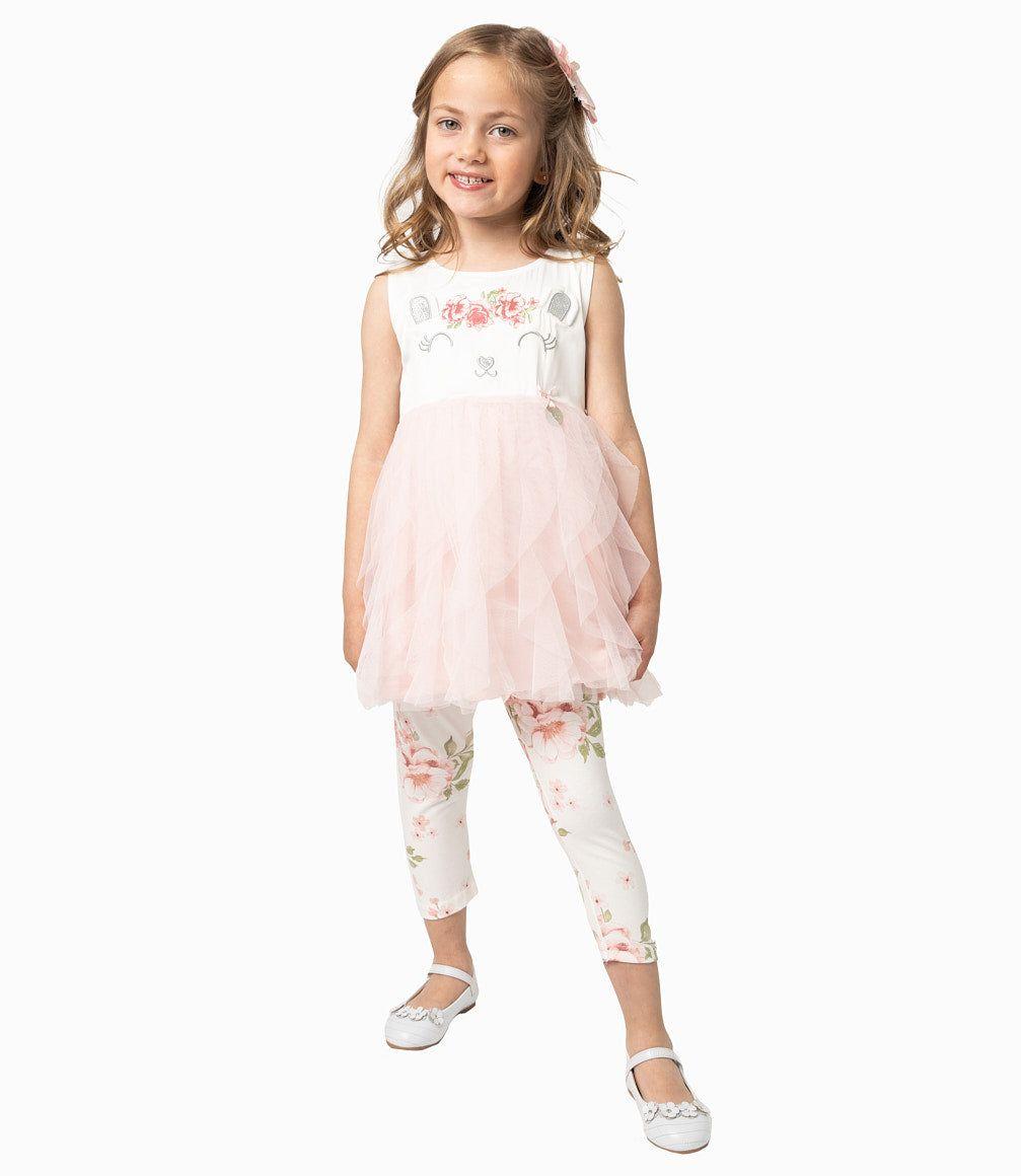 Conjunto Niña De Vestido Y Calzas Palo Rosa-0