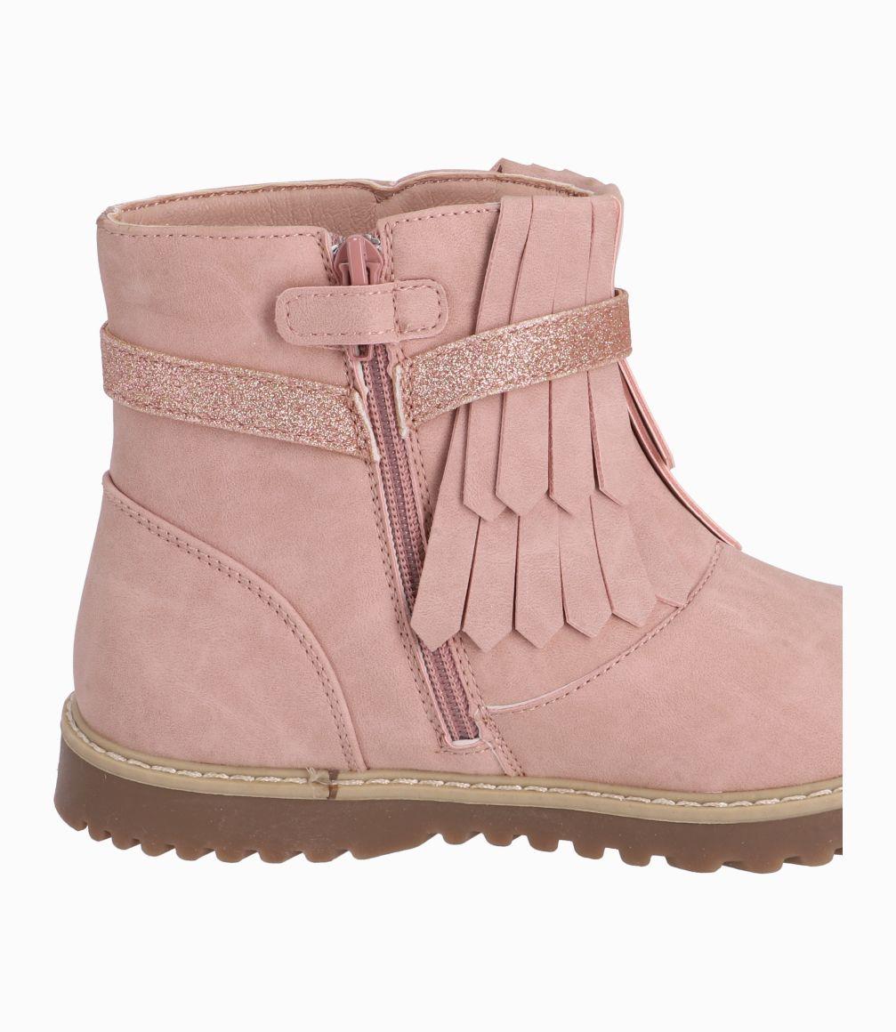 Bota Niña Con Flecos Rosado-3