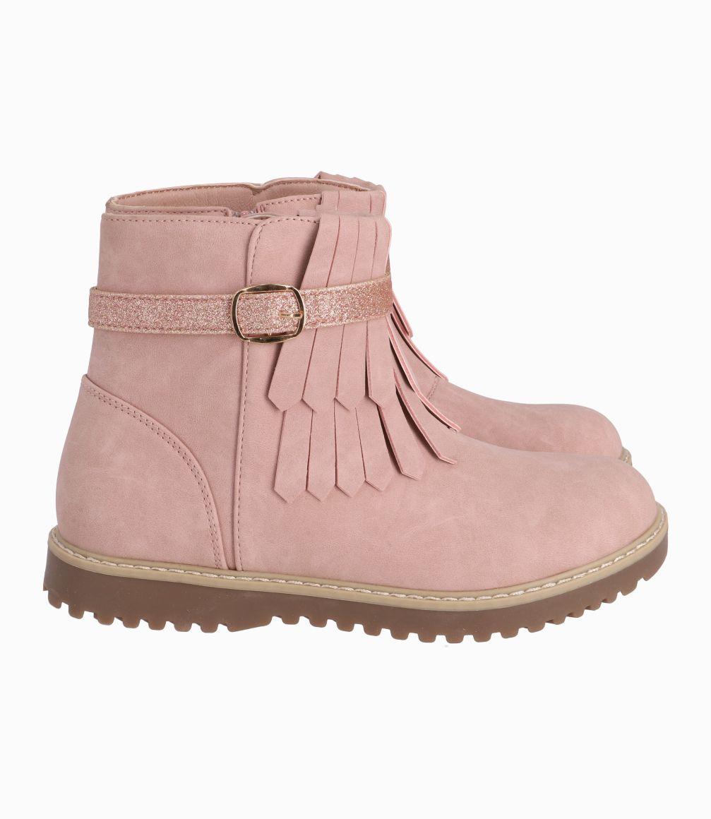 Bota Niña Con Flecos Rosado-1