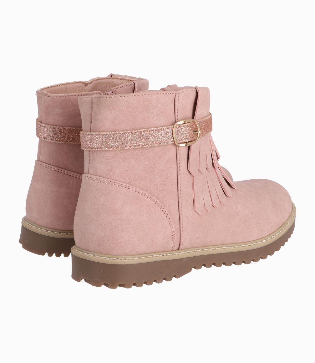 Bota Niña Con Flecos Rosado-2