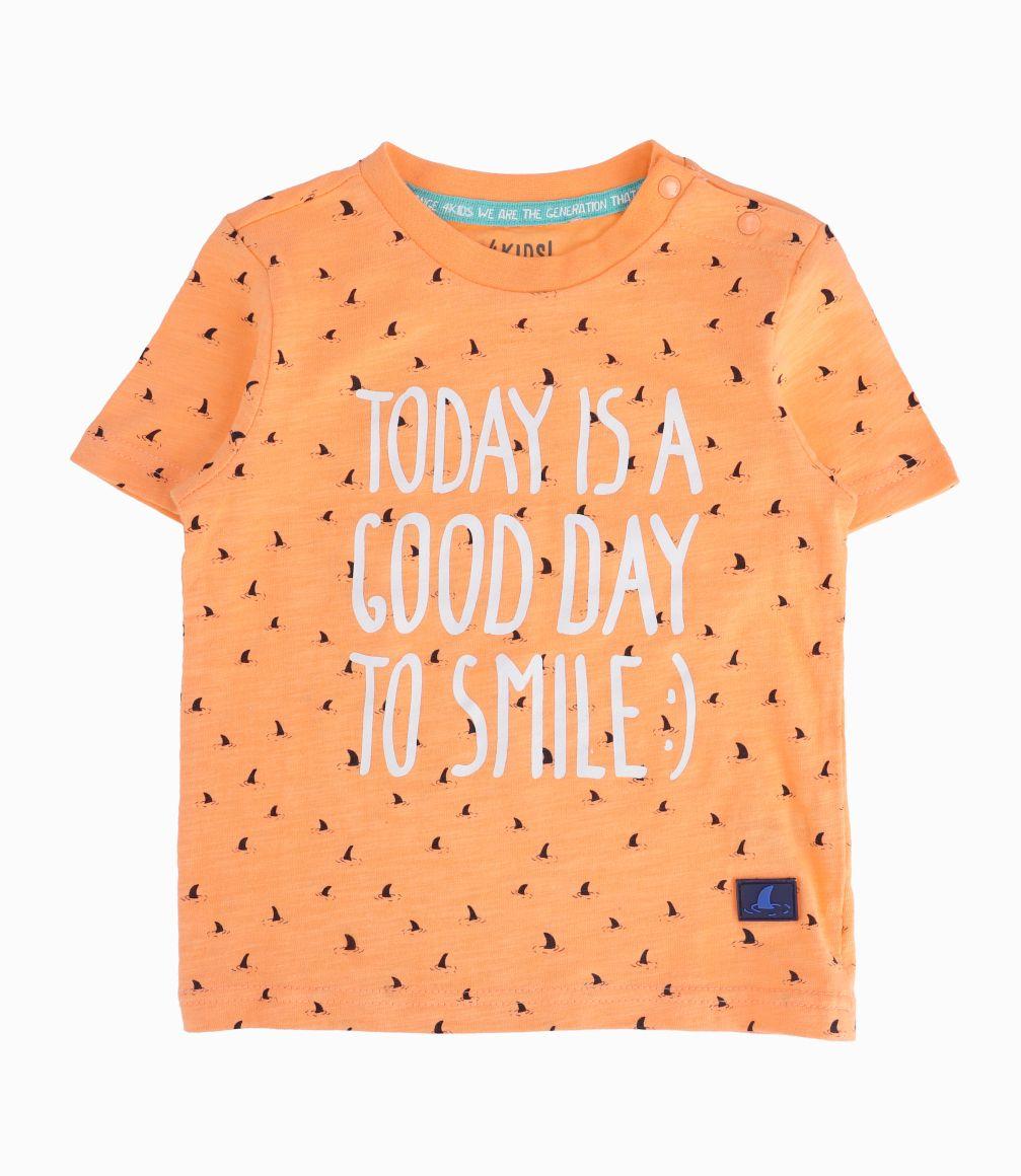 Polera Con Frase Estampada Bebé Niño Naranjo 4 Kids-0