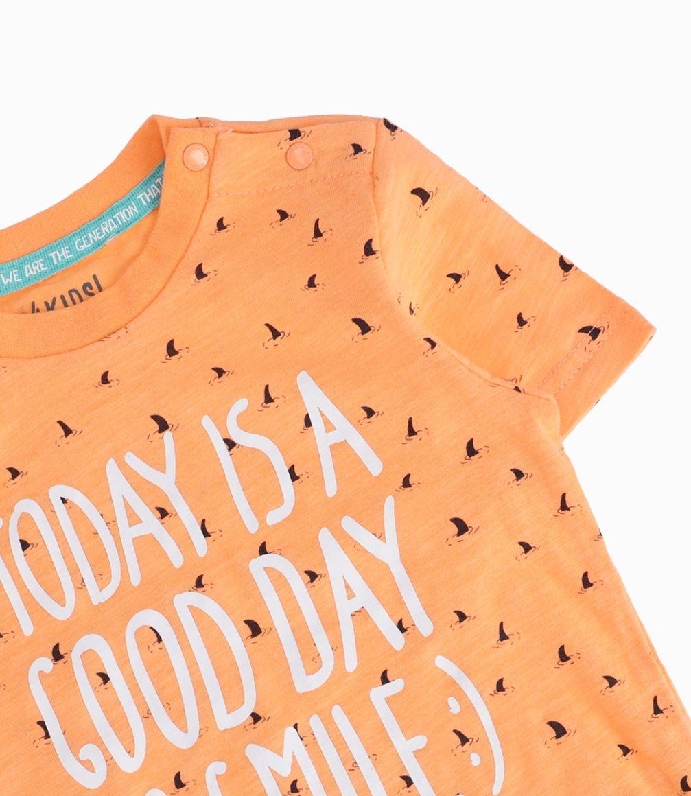Polera Con Frase Estampada Bebé Niño Naranjo 4 Kids-1