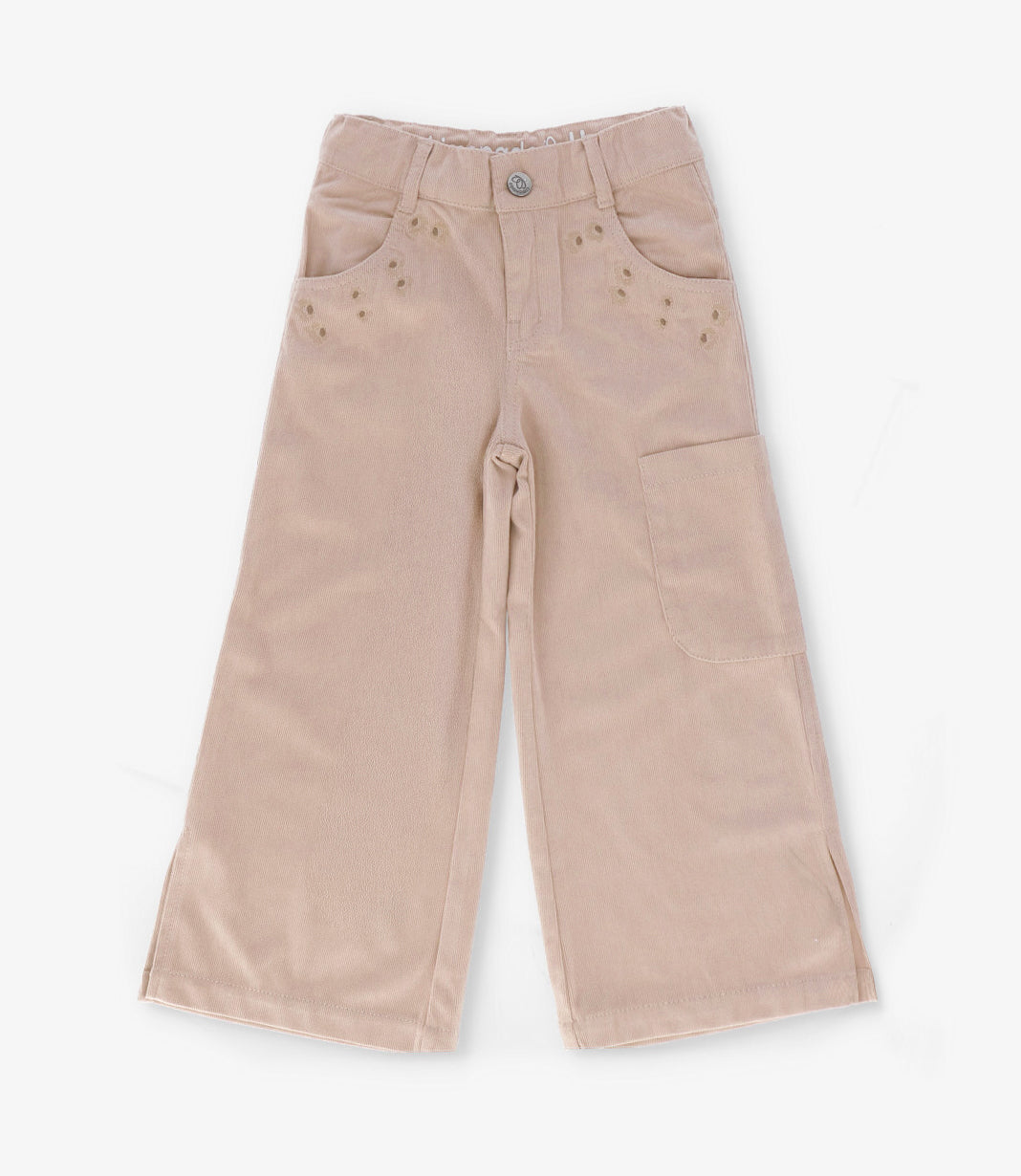 Pantalon niña cargo de cotelé beige Limonada-1