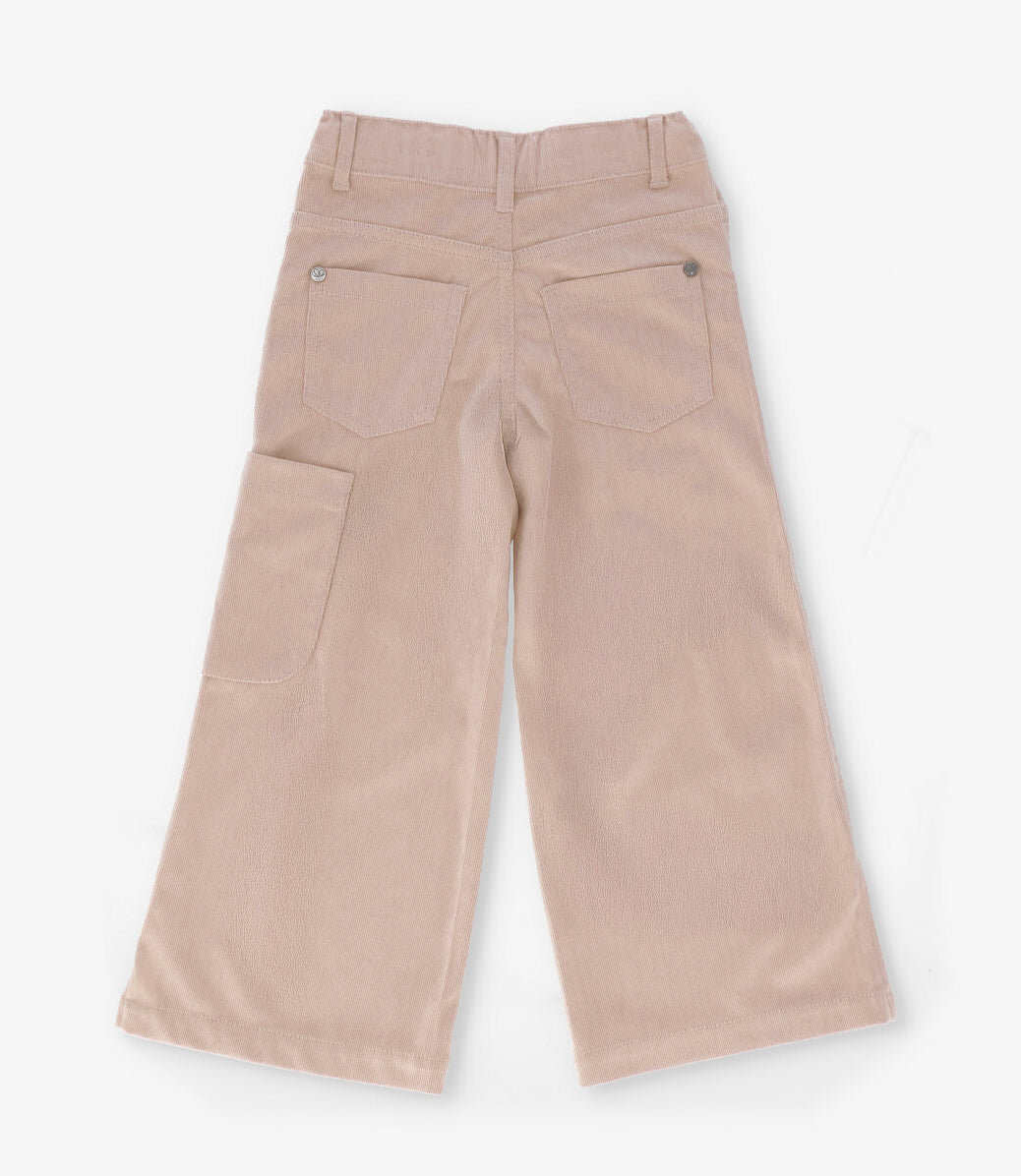 Pantalon niña cargo de cotelé beige Limonada-2